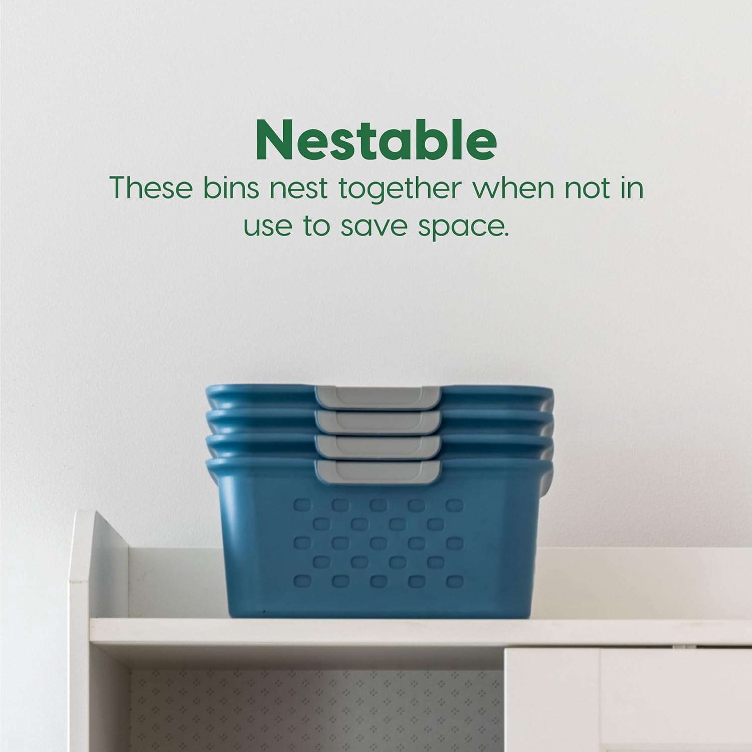 IRIS Small Plastic Storage Basket, Shelf Basket Organizer for Pantries Kitchens Cabinets Bedrooms, NAVY