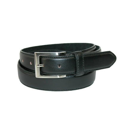 Men's Big & Tall Leather Basic Dress Belt with Silver