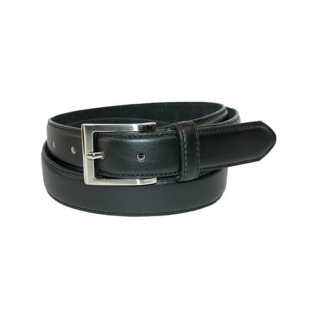 - Men's Big & Tall Leather Basic Dress Belt with Silver Buckle