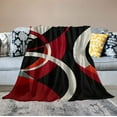 thumbnail image 2 of COMIO Retro Circle Geometry Throw Blanket Red White Black Flannel Blanket Stripe Line Art Bed Blanket for Couch or Bed Geometric Modern Blanket Soft for Kids Adults Women Gift,Throw, 2 of 6