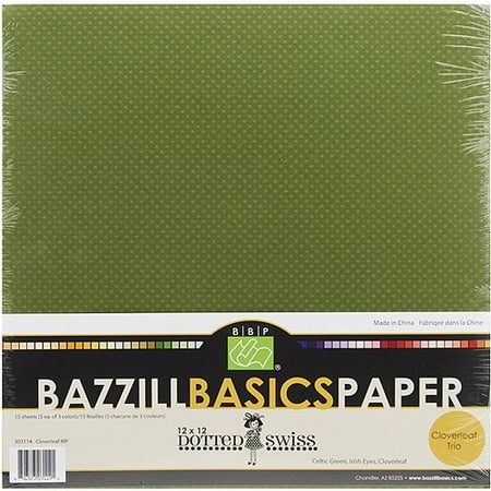 Bazzill Dotted Swiss Trio Multi-Pack 12X12 15/Pkg, Mud Puddle/Rope Swing/Sandbox