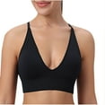 thumbnail image 2 of Swuxness Women's Push Up Wireless Bra, Womens Bras, Women Solid Color Thin Strap V Neck Bandeau Built In Bra Comfortable Camisole Top Black, 34/75ABC, 2 of 4