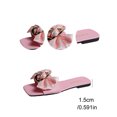 thumbnail image 5 of Samdudou Womens Sandals Open Toe Flat Slides Elegant Silky Bowknot Slip On Square Design with Metallic Hardware Detail Casual Summer Beach Vacation Dressy Mules, 5 of 9