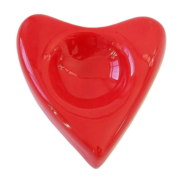 Leodye 1PCS Ceramic Heart-shaped Candle Holder Exquisite Design Valentine's Day Party Wedding Table Decor Romantic Gift Accessory -4.2 * 4.7 * 1.4in