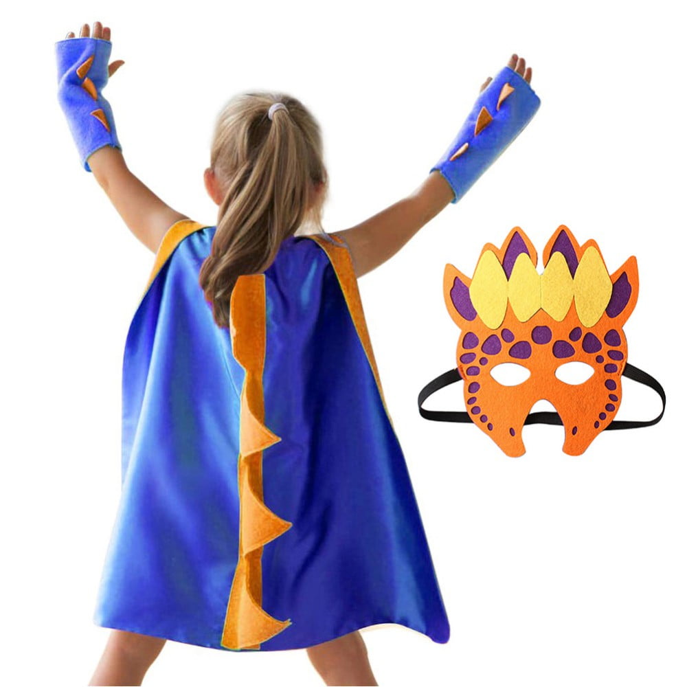 Kids Halloween Costume Dinosaur Cape with EyeMask Cloak Witch Wizard Costume Cape Children