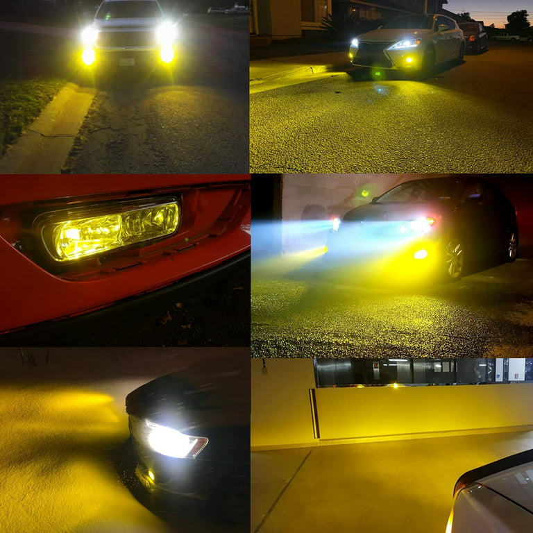 H10 9145 9140 LED Fog Light Bulbs, 3000K Yellow, Max 50W High Power 9005  9006 9040 9045 9050 9155 DRL, Signal, Turn, Parking, Tail Bulb (2pcs)