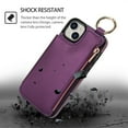 thumbnail image 4 of Wallet Case for iPhone 14 Plus with Shoulder Strap & RFID Blocking Card Slots Holder Kickstand & Finger Ring, Magnetic Flip Folio Zipper Purse Case, PU Leather Cover Handbag, Darkpurple, 4 of 8