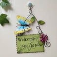 thumbnail image 1 of Iron Painting Butterfly Flower Wall Plaque Welcome Sign Garden Ornament Decor, 1 of 4