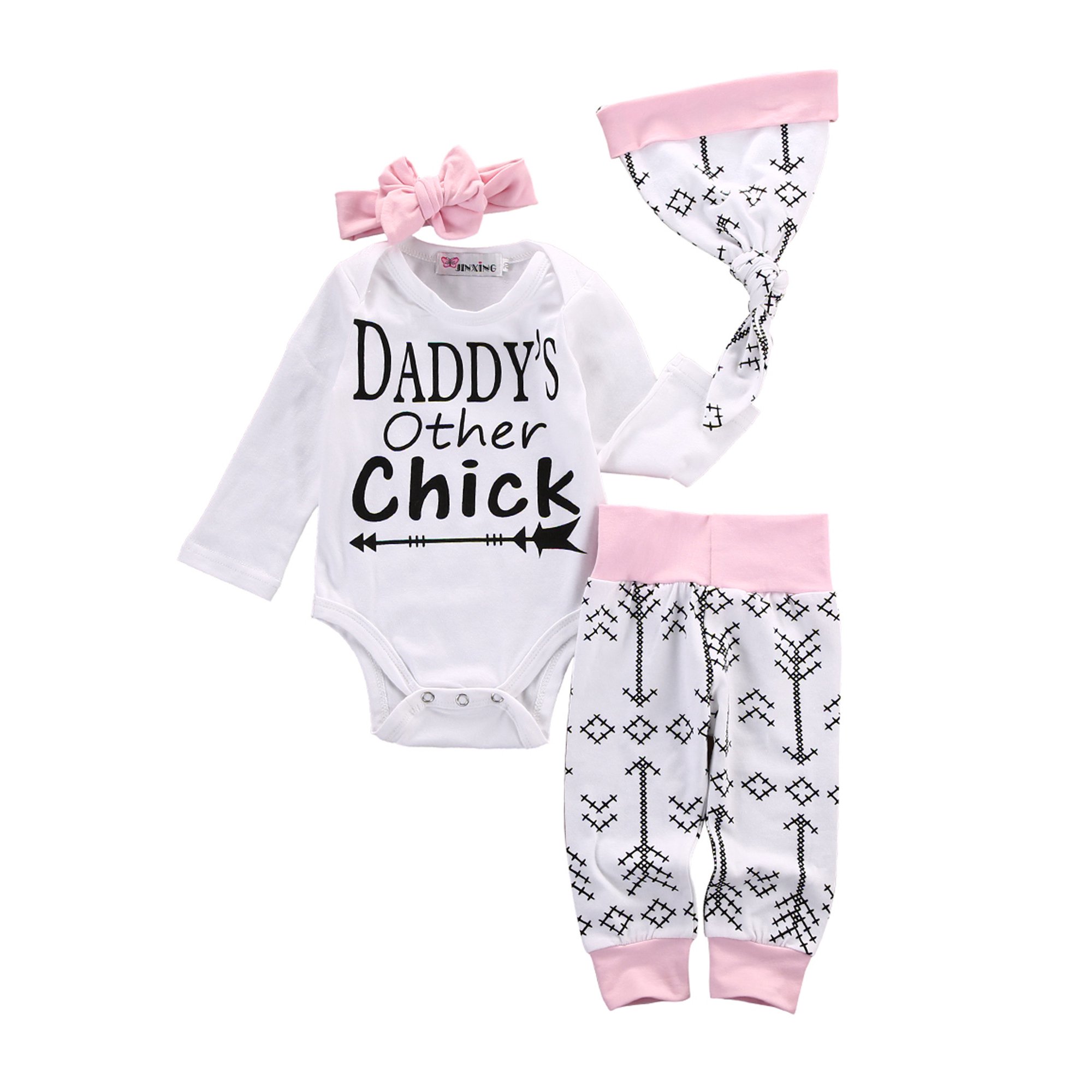 IZhansean Newborn Infant Baby Girls Romper+Arrows Long Pants Hat 3pcs Outfits Set Clothes