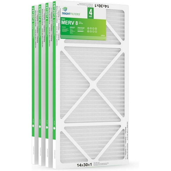 14x30x1 Air Filter 4 Pack, MERV 8 Pleated Dust Defense Air Filters Replacement Air Conditioner HVAC AC Furnace Filter, Durable and Lightweight