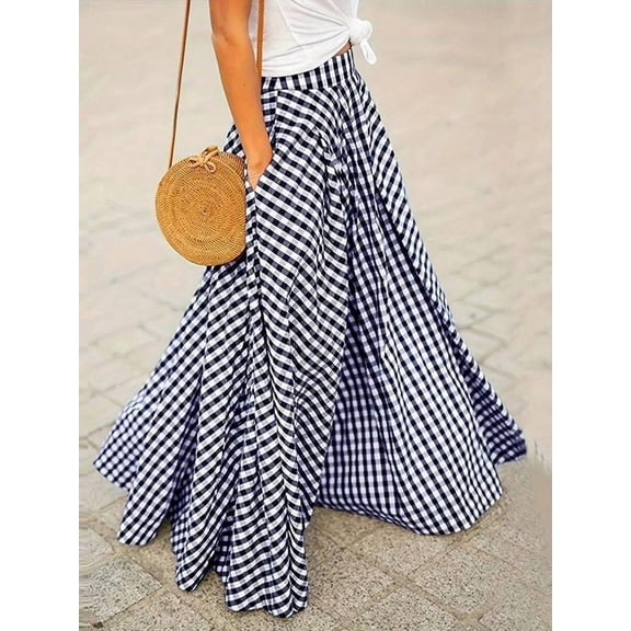 Elegant Women's Skirt,High-Waisted, Wide-Sweep, Flowy A-Line Skirt
