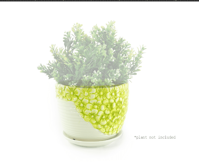 K-Cliffs 6.7" x 5.3"/5.2" x 4.3"/3.8" x 3.2" Round Lime-Yellow Ceramic Planter Pots