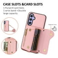 thumbnail image 2 of Wallet Case for Samsung Galaxy A15, Classic Lychee Texture PU Leather Purse Case with Accordion Card Slots, Protective Crossbody Flip Cover with Zipper Shoulder Strap Lanyard for Women Girls, Pink, 2 of 8