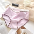 thumbnail image 2 of Lovskoo Teen Girls Pure Cotton Underwear Briefs Breathable Mid Waist Underpants Cute Panties L Purple, 2 of 3