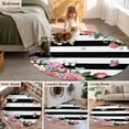 thumbnail image 5 of Large Round Rug 8Ft Washable Non-Slip, Pink Flowers Circle Area Rugs for Living Room Bedroom, Spring Floral Butterflies Black White Striped Farmhouse Indoor Floor Mats Carpet Runner for Home Decor, 5 of 8