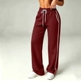 thumbnail image 6 of Inleife Women's Retro Sporty Sweatpants with Side Stripes Drawstring High Waist Wide Leg Trousers, Casual Track Pants with Pockets, 6 of 6