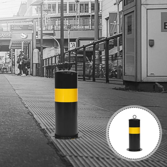 VERDANVERSE Steel Parking Barrier Safety Bollard Reflective 1Set