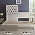 thumbnail image 4 of Merluxy Queen Bed Frame with 59.1" Sleigh Headboard,Velvet Upholstered,No Box Spring Needed,Cream, 4 of 10