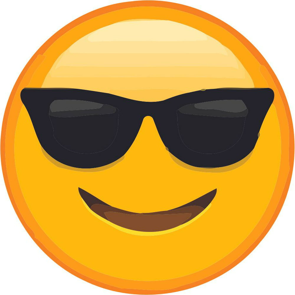 Smiling Face with Sunglasses Emoticon Peel and Stick Wall Art Decal ...