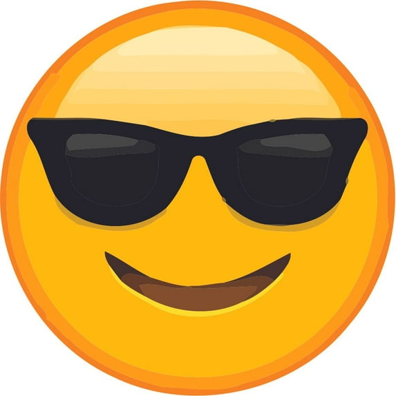 Smiling Face with Sunglasses Emoticon Peel and Stick Wall Art Decal Stickers Kids Baby Room Bedroom School Nursery Durable Peel and Stick High-Quality Vinyl Decal Safely Removable Sticker 20x12 inch