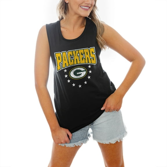 Women's Gameday Couture Black Green Bay Packers Baby You're A Star Racerback Scoop Neck Tapered Tank Top
