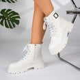 thumbnail image 4 of WAVSUF Women's Platform Moto Boots Closed Toe Wide Width Arch Support Fall Daily Office Boots White 6.5, 4 of 7