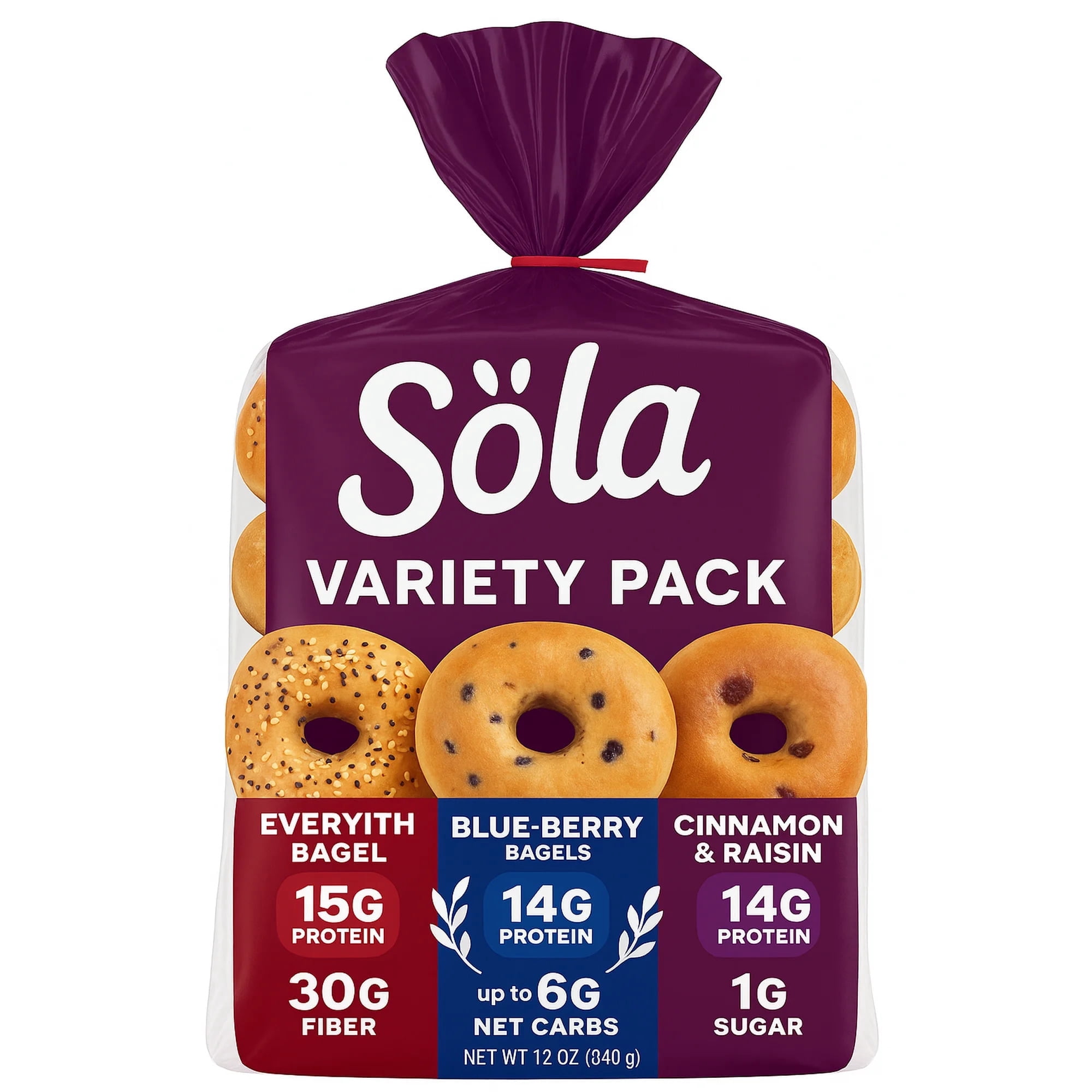 Sola Keto Bagel Variety Pack – Everything, Blueberry, Cinnamon