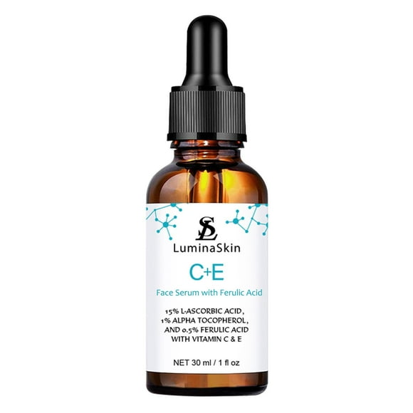 LuminaSkin Vitamin C Face Serum Vitamin CE Serum with Ferulic Acid for Women Vitamin E and Ferulic Serum Skin Care - Vitamin C Serum for Face - Dark
