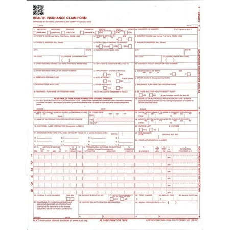 Next Day Labels CMS HCFA 1500, Laser Format Forms, 500 Pcs