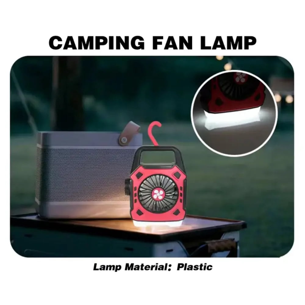 Rechargeable LED Camping Fan & Lamp  Portable Outdoor Light  Battery-Powered for Camping  Hiking  Tent  Emergency  Indoor.