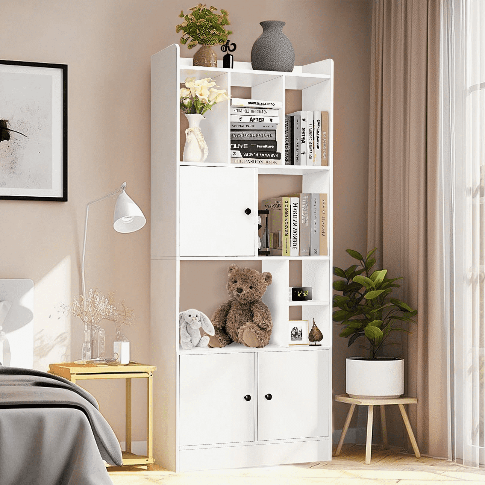 Likein Modern White Bookshelf, 71