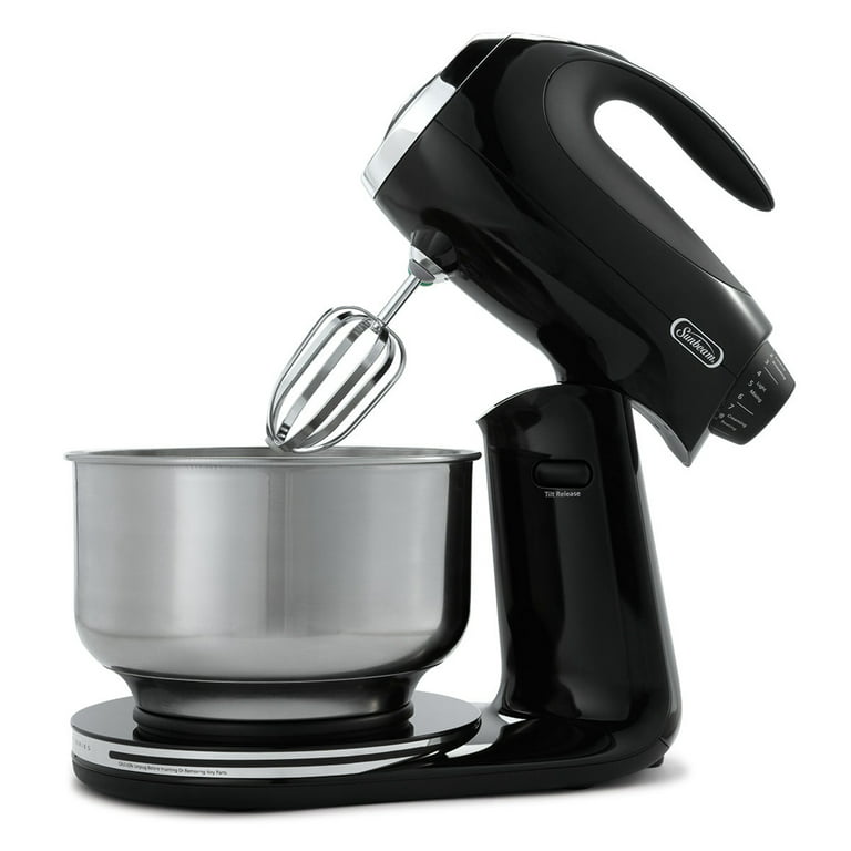 BLACK+DECKER 2-in-1 Pedestal Hand Mixer with Rotating Bowl, Black