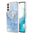 thumbnail image 2 of SaniMore for Samsung Galaxy S24 Plus Case, Marble Pattern 3 in 1 Heavy Duty Shockproof Full Body Hard PC+IMD Bumper Drop Protective Women Girls Cover Rotating Ring Bracket Stand, Blue, 2 of 10