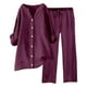 thumbnail image 1 of Conjuntos de 2 piezas para mujer: blusa de pierna ancha y pantalones elásticos. Camisa informal con cuello en V y bolsillos. Ropa urbana para todas las estaciones., 1 of 4