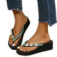 thumbnail image 3 of ZTTD Ladies Fashion Summer Flip Flops Casual Rhinestone Flowers Thick Sole Sandals Green, 3 of 6