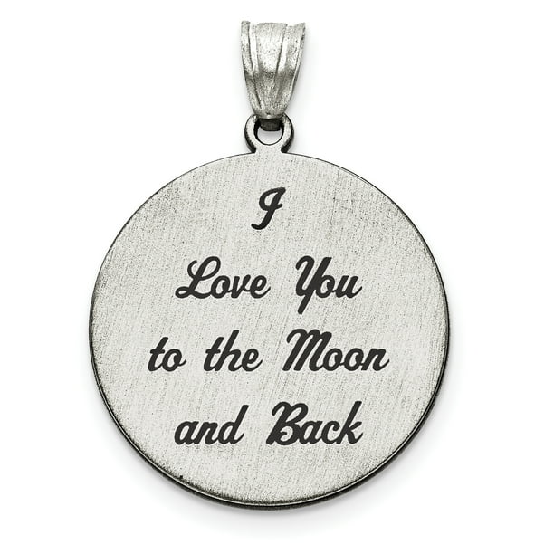 Icecarats Ss Brushed I Love You To The Moon Back Pendant Charm Necklace Talking Saying Phrase Disc S Love Message Walmart Com Walmart Com