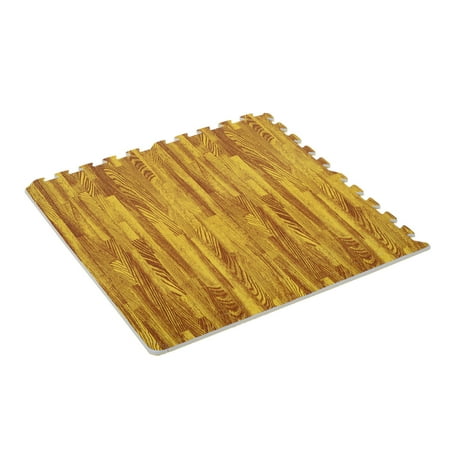 GHP 18-Pcs 72 Square Feet Dark Wood Grain EVA Foam Floor Interlocking Tile