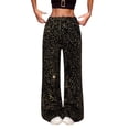 thumbnail image 2 of DHFJKG Women's Glitter Pants Sparkling Night Out Party High Waisted Loose Fit Straight Leg Pants Shiny Soft Trousers, 2 of 3