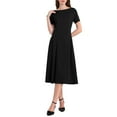 thumbnail image 2 of INSPIRE CHIC Women's Boat Neck Dresses 2025 Midi Swing Work A-Line Dress for Elegant and Casual Occasions XL Black, 2 of 4