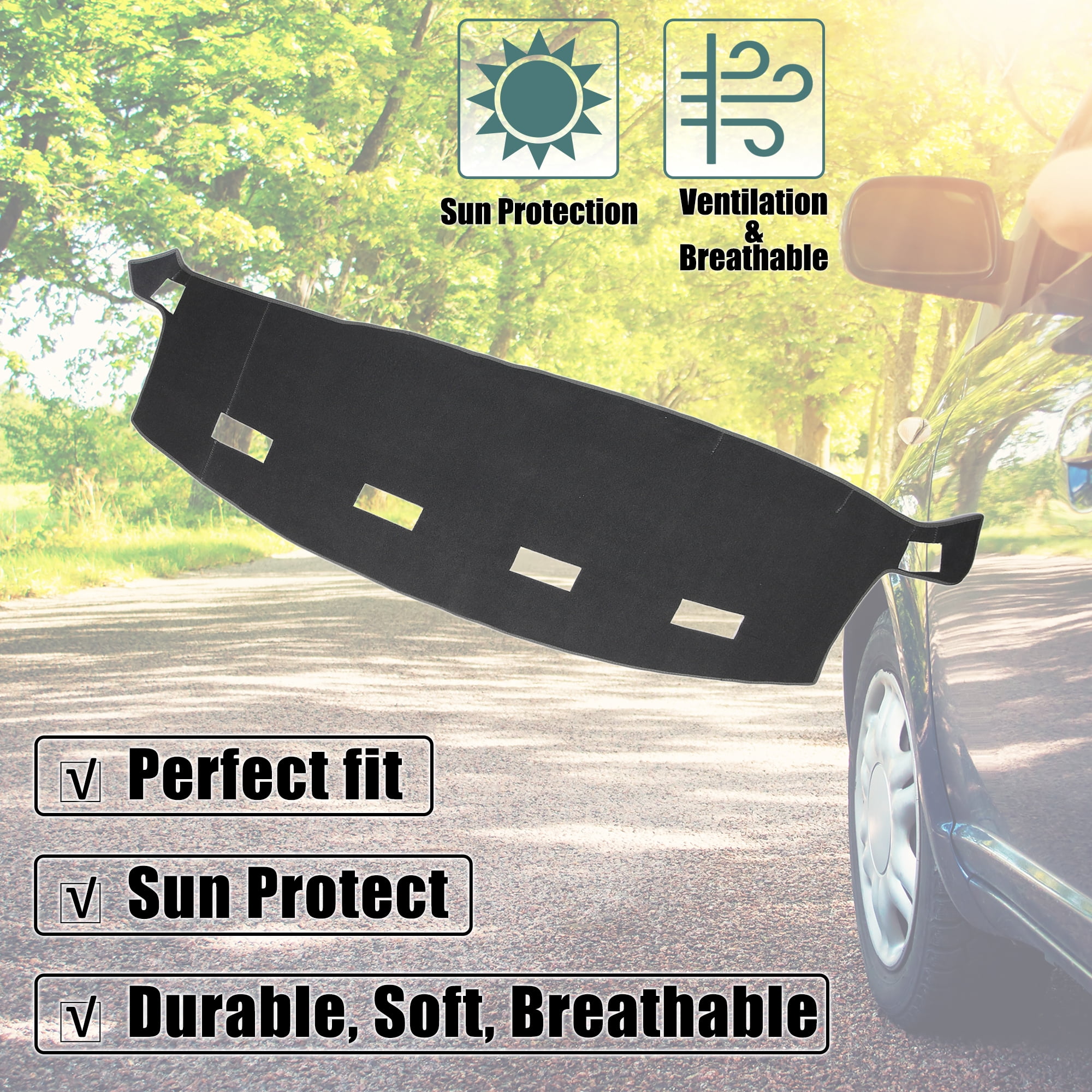 Dashboard Cover Gray Polyester Non-slip Mat Protector Carpet Sun Proof for Dodge for Ram 1500 2002-2005
