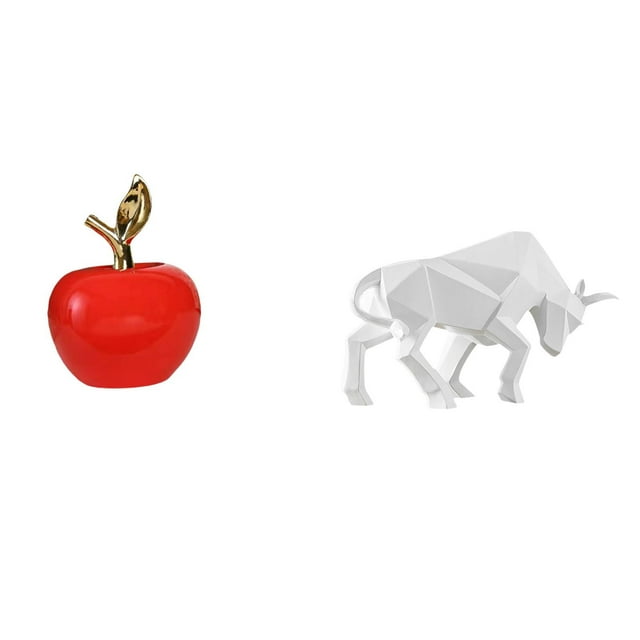 Estatua de toro, figura de cerámica, escultura de fruta artificial, artesanía, decoración de escritorio, material de resina, forma única, adecuada par
