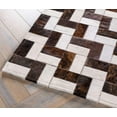 thumbnail image 3 of Modern Rug Chevron Brown & White Leather Hairon Cow Hide Area Rug, 8 x 10, 3 of 6