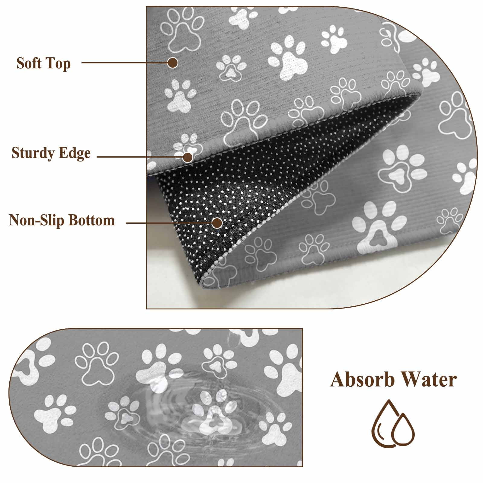 Dog Claws Entryway Rug 2'x3'&nbsp; Non Slip Front Door Mats, Grey Vintage Cartoon Funny Animals Print Entrance Rugs Indoor Outdoor Carpet, Washable Floor Mats Small Area Rug for Bedroom Kitchen