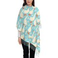 thumbnail image 3 of Honeii White Geese and Flower Print Scarf Oversized Scarf Tassel Fall Winter Thick Scarf Warm Shawl Women,Women's Scarves & Wraps, 3 of 8