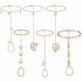 thumbnail image 1 of Chenchen 6 pcs Finger Ring Bracelet Linked Rhinestone Hand Harness Chain Slave Bracelet with Ring Everyday Jewelry for Women, 1 of 1