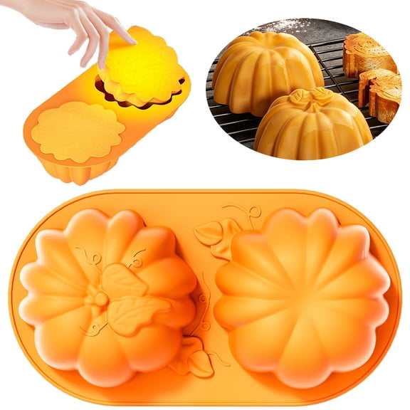 Pumpkin-Shaped Cake Molds Thanksgiving Cookie Molds | Oimcto Cookie Molds Muffin Cupcake Pan Hot Chocolate Bomb Mold for Halloween, Thanksgiving Fall Baking and Wax Melts Soap Making