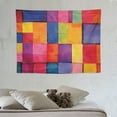 thumbnail image 4 of ONETECH  Abstract Tapestry, Rainbow Colored Geometric Square Shaped Blurry Effects Watercolor Design, Wide Wall Hanging for Bedroom Living Room Dorm,Multicolor Magenta, 4 of 7