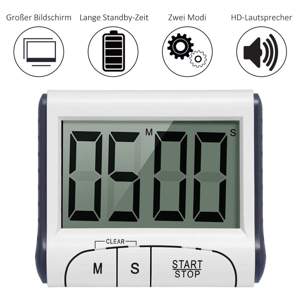 1Pcs Portable Digital LCD Kitchen Cooking Electronic 12//24 hours Timer Clock
