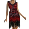 thumbnail image 2 of DailyTrove Women's Sequin Fringe Flapper Dress-Sleeveless-Midi-Polyester-for 1920s Party/Costume Event-Sparkly Sequin Fringe, 2 of 6