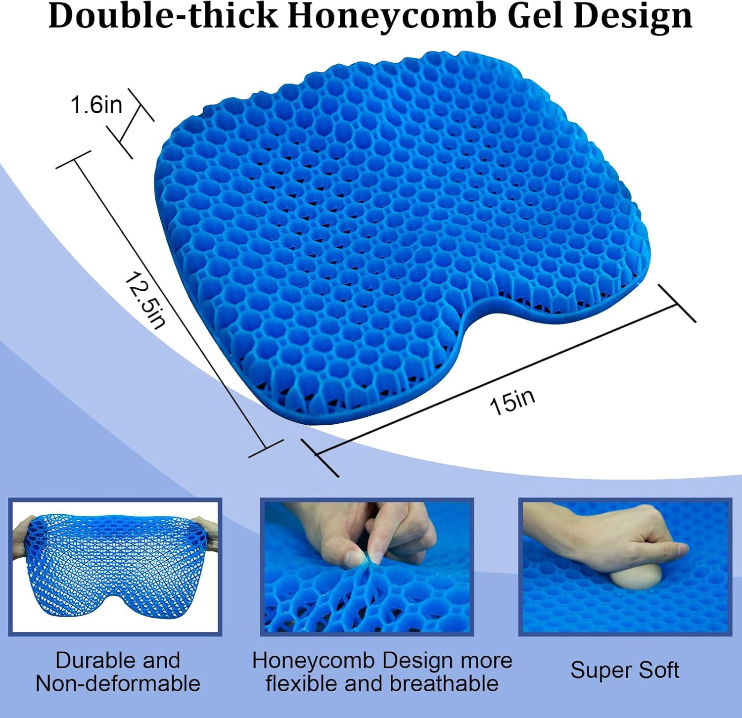 Anti-Slip Kayak Seat Cushion - Waterproof Thicken Gel Boat Kayak Canoe Rowing Stadium Pad for Sit in Kayak Chair Kayak Accessories Equipment Gear for Fishing Kayak